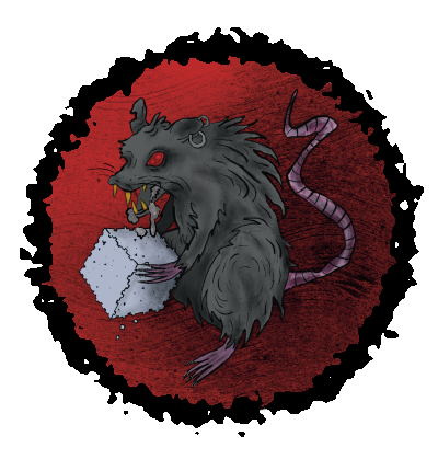 Red eyed rat holding sugar cube