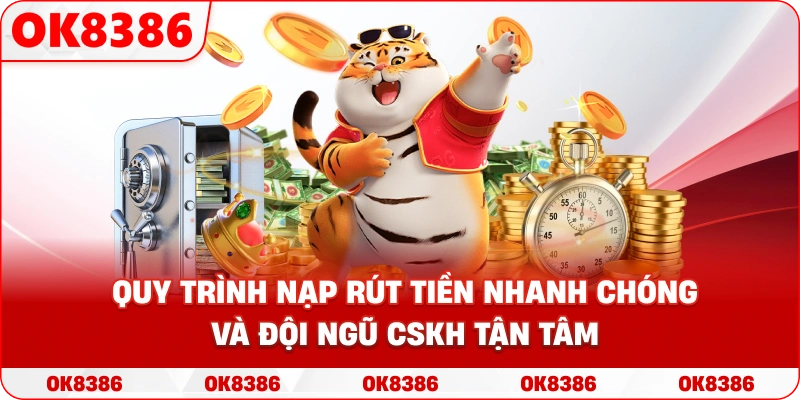 Minh họa quy trình nạp rút tiền nhanh chóng và đội ngũ CSKH tận tâm